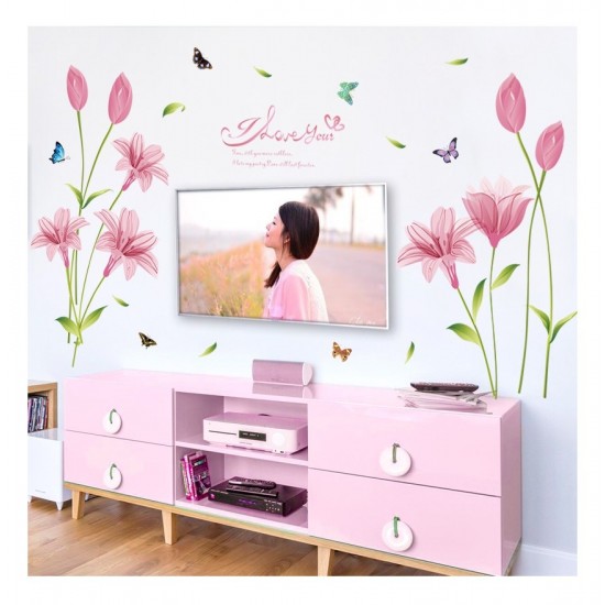 Sticker decorativ, Flori roz, 160 cm, 743STK Sticker decorativ, Flori roz, 160 cm, 743STK