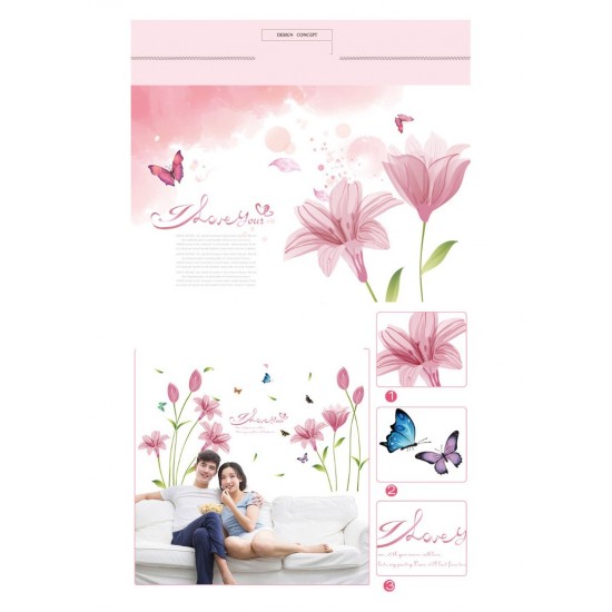 Sticker decorativ, Flori roz, 160 cm, 743STK Sticker decorativ, Flori roz, 160 cm, 743STK