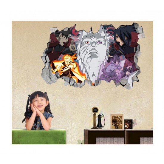 Sticker decorativ, Gaura in perete 3D, Uchiha-Uzumaki, 85 cm, 1017STK-2