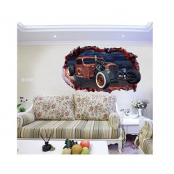 Sticker decorativ, Gura in perete 3D, Masina, 80 cm, 1009STK-1 Sticker decorativ, Gura in perete 3D, Masina, 80 cm, 1009STK-1