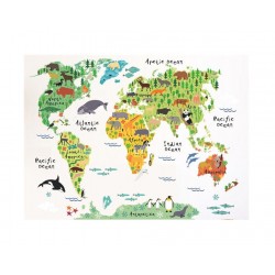 Sticker decorativ, Harta lumii a animalelor, 140 cm, 750STK Sticker decorativ, Harta lumii a animalelor, 140 cm, 750STK