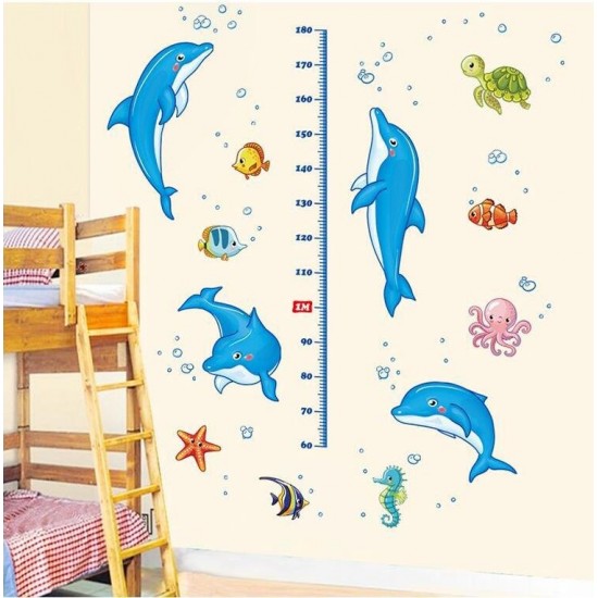 Sticker decorativ, Masuratoare cu Delfini, 160 cm, 773STK Sticker decorativ, Masuratoare cu Delfini, 160 cm, 773STK