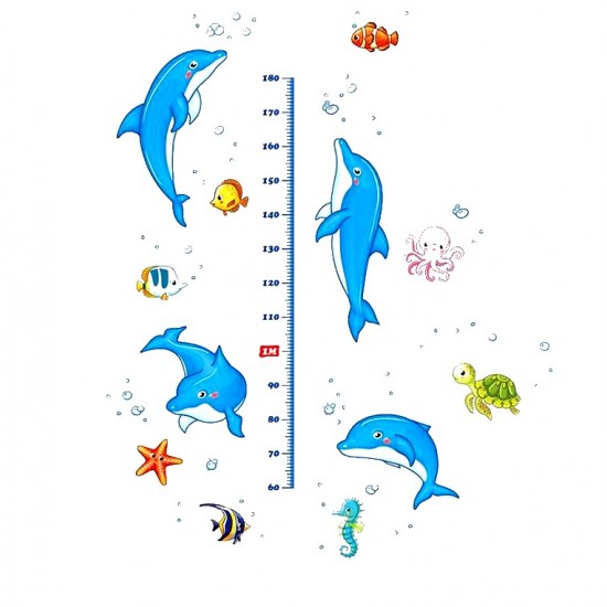 Sticker decorativ, Masuratoare cu Delfini, 160 cm, 773STK Sticker decorativ, Masuratoare cu Delfini, 160 cm, 773STK