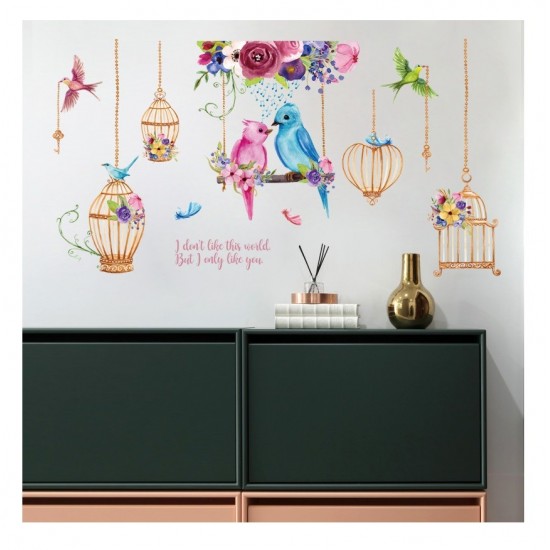 Sticker decorativ, Pasari, Colivie, 141 cm, 734STK Sticker decorativ, Pasari, Colivie, 141 cm, 734STK