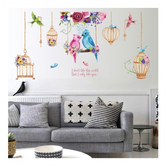 Sticker decorativ, Pasari, Colivie, 141 cm, 734STK Sticker decorativ, Pasari, Colivie, 141 cm, 734STK