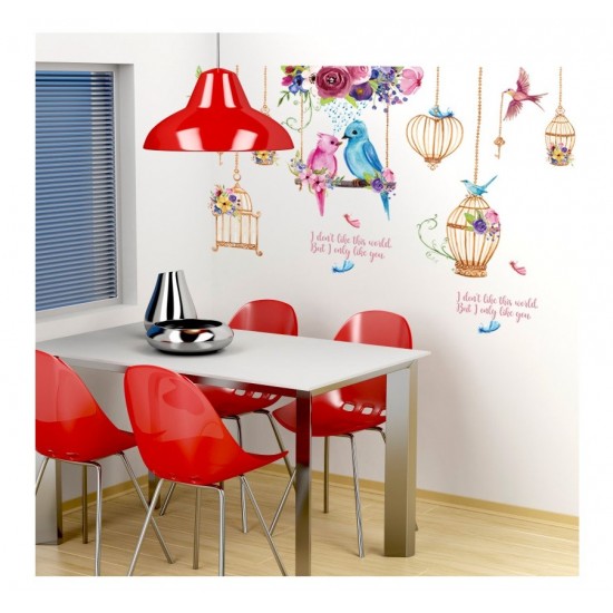 Sticker decorativ, Pasari, Colivie, 141 cm, 734STK Sticker decorativ, Pasari, Colivie, 141 cm, 734STK