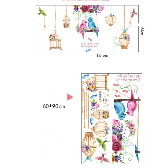 Sticker decorativ, Pasari, Colivie, 141 cm, 734STK Sticker decorativ, Pasari, Colivie, 141 cm, 734STK