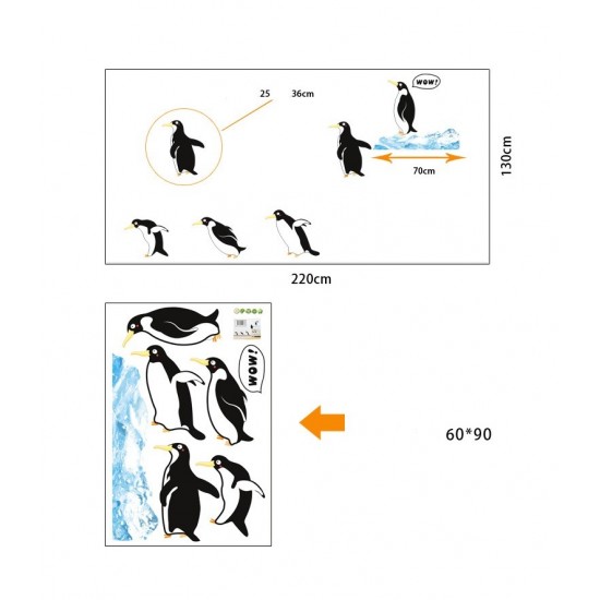 Sticker decorativ, Pinguini, 130 cm, 794STK