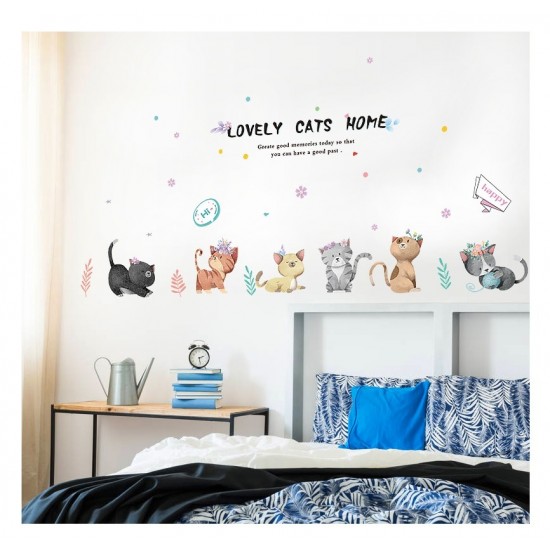 Sticker decorativ, Pisici, Lovely cats home, 135 cm, 728STK Sticker decorativ, Pisici, Lovely cats home, 135 cm, 728STK