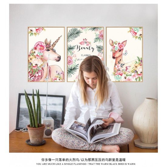 Sticker decorativ, Tablou flamingo, 93 cm, 791STK Sticker decorativ, Tablou flamingo, 93 cm, 791STK