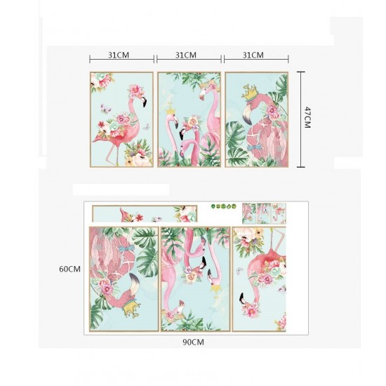 Sticker decorativ, Tablou flamingo, 93 cm, 806STK Sticker decorativ, Tablou flamingo, 93 cm, 806STK