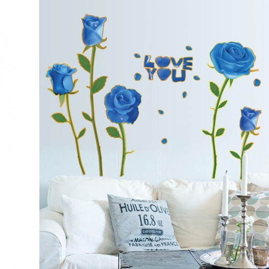 Sticker decorativ, Trandafiri albastrii, 100 cm, 817STK Sticker decorativ, Trandafiri albastrii, 100 cm, 817STK
