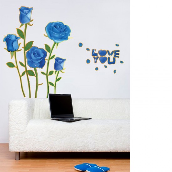 Sticker decorativ, Trandafiri albastrii, 100 cm, 817STK Sticker decorativ, Trandafiri albastrii, 100 cm, 817STK