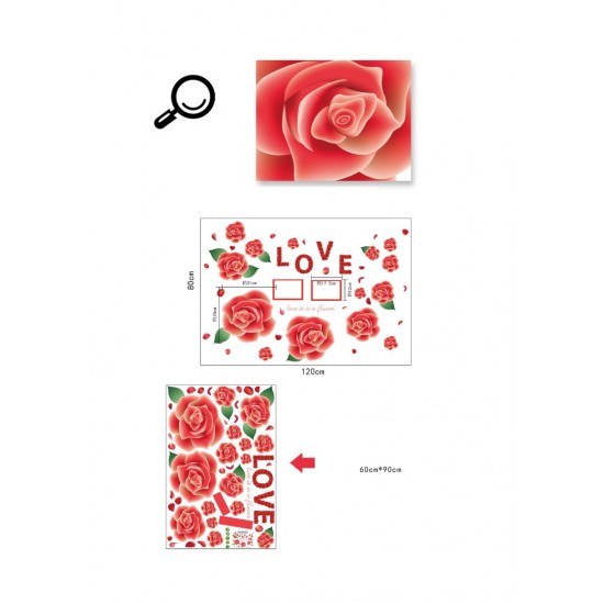 Sticker decorativ, Trandafiri rosii cu 2 rame foto, 120 cm, 793STK Sticker decorativ, Trandafiri rosii cu 2 rame foto, 120 cm, 793STK