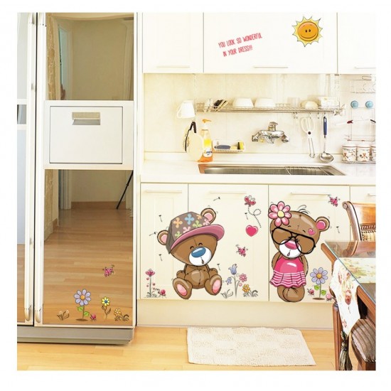 Sticker decorativ, Ursuleti, Flori, 110 cm, 724STK Sticker decorativ, Ursuleti, Flori, 110 cm, 724STK