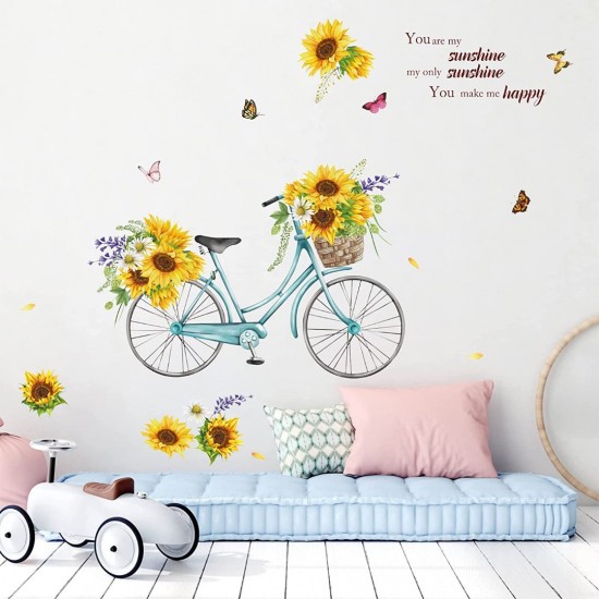 Sticker decorativ cu Bicicleta si flori, 120 cm, 1132STK Sticker decorativ cu Bicicleta si flori, 120 cm, 1132STK