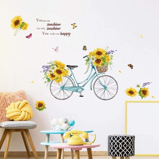 Sticker decorativ cu Bicicleta si flori, 120 cm, 1132STK Sticker decorativ cu Bicicleta si flori, 120 cm, 1132STK