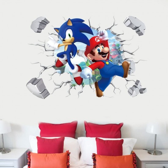 Sticker decorativ cu Mario si Sonic, 60 cm, 1100STK Sticker decorativ cu Mario si Sonic, 60 cm, 1100STK