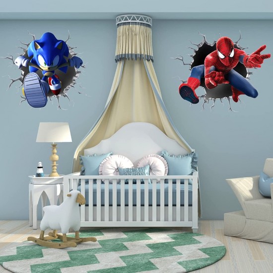 Sticker decorativ cu Sonic si Spiderman, 70 cm, 1116STK Sticker decorativ cu Sonic si Spiderman, 70 cm, 1116STK