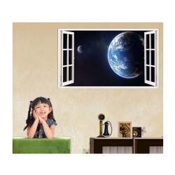 Sticker decorativ, fereastra 3D, Planeta, 85 cm, 1039STK Sticker decorativ, fereastra 3D, Planeta, 85 cm, 1039STK