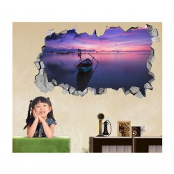 Sticker decorativ, gaura in perete 3D, Ocean, 85 cm, 179STK-1 Sticker decorativ, gaura in perete 3D, Ocean, 85 cm, 179STK-1