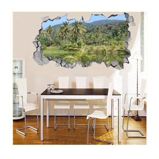 Sticker decorativ, gaura in perete 3D, Palmieri, 85 cm, 185STK-1 Sticker decorativ, gaura in perete 3D, Palmieri, 85 cm, 185STK-1
