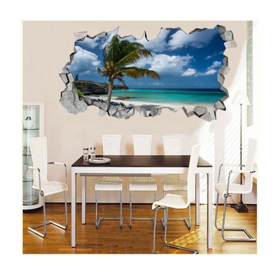 Sticker decorativ, gaura in perete 3D, Plaja, 85 cm, 174STK-2 Sticker decorativ, gaura in perete 3D, Plaja, 85 cm, 174STK-2