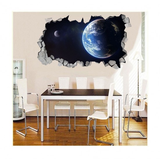 Sticker decorativ, gaura in perete 3D,  Planeta, 85 cm, 1039STK-2