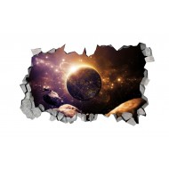Sticker decorativ, gaura in perete 3D,  Planeta, 85 cm, 1042STK-2