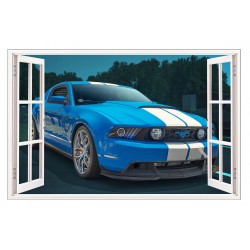 Sticker decorativ masina, Ferestra 3D, 80 cm, 1011STK