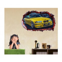 Sticker decorativ masina, Gaura in perete 3D, 80 cm, 1010STK-2 Sticker decorativ masina, Gaura in perete 3D, 80 cm, 1010STK-2