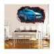Sticker decorativ masina, Gaura in perete 3D, 80 cm, 1011STK-2 Sticker decorativ masina, Gaura in perete 3D, 80 cm, 1011STK-2