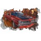 Sticker decorativ masina, Gaura in perete 3D, 80 cm, 1012STK-1 Sticker decorativ masina, Gaura in perete 3D, 80 cm, 1012STK-1