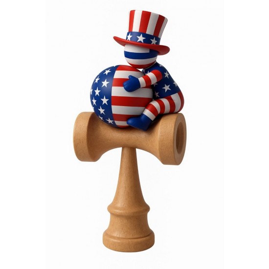 Kendama din lemn natural, Bila lemn + Sticker Waterproof USA pentru telefon, 170KD