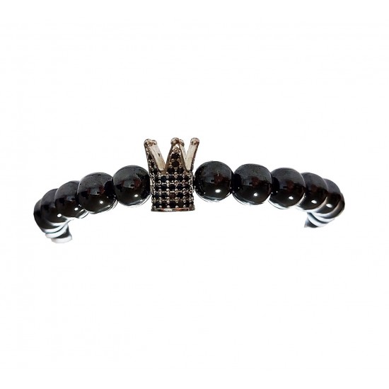 Bratara cu pietre naturale, Onix, Silver Crown, A4B138 Bratara cu pietre naturale, Onix, Silver Crown, A4B138
