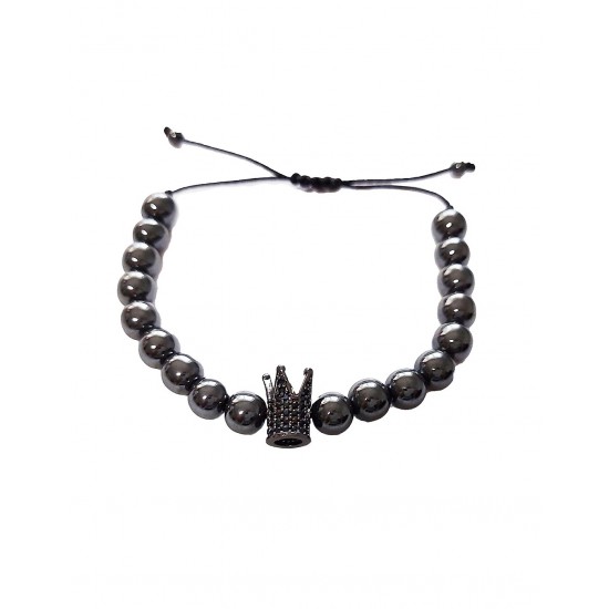 Bratara cu pietre naturale, Onix, Black Crown, A4B139 Bratara cu pietre naturale, Onix, Black Crown, A4B139