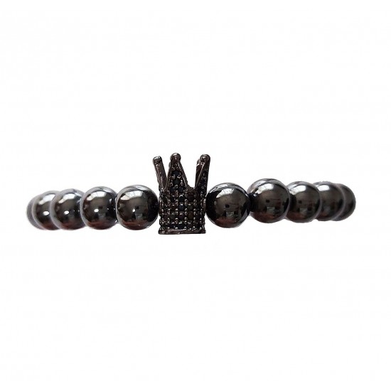 Bratara cu pietre naturale, Onix, Black Crown, A4B139 Bratara cu pietre naturale, Onix, Black Crown, A4B139