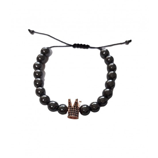 Bratara cu pietre naturale, Onix, Roz auriu, Crown, A4B140 Bratara cu pietre naturale, Onix, Roz auriu, Crown, A4B140
