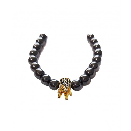 Bratara cu pietre naturale, Onix, Gold Crown, A4B141 Bratara cu pietre naturale, Onix, Gold Crown, A4B141
