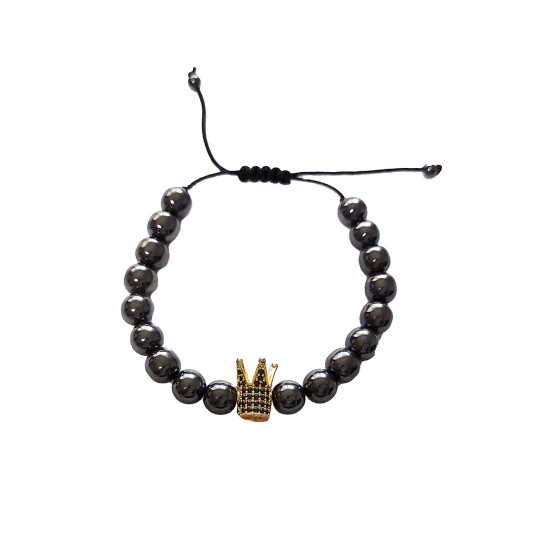 Bratara cu pietre naturale, Onix, Gold Crown, A4B141 Bratara cu pietre naturale, Onix, Gold Crown, A4B141