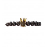 Bratara cu pietre naturale, Onix, Gold Crown, A4B141 Bratara cu pietre naturale, Onix, Gold Crown, A4B141