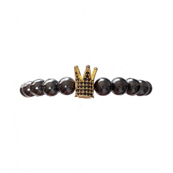 Bratara cu pietre naturale, Onix, Gold Crown, A4B141 Bratara cu pietre naturale, Onix, Gold Crown, A4B141