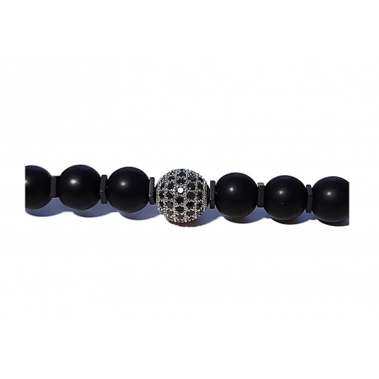 Bratara cu pietre naturale, Onix, Silver Charm, A4B175 Bratara cu pietre naturale, Onix, Silver Charm, A4B175