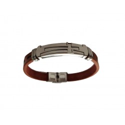Bratara  din piele ecologica, Cruce, Inox, A4B102