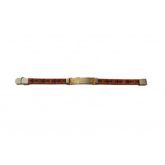 Bratara din piele ecologica, Cruce, Inox, A4B107 Bratara din piele ecologica, Cruce, Inox, A4B107