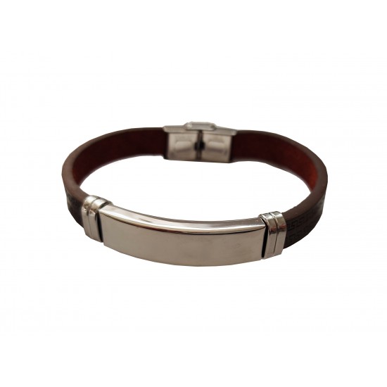 Bratara din piele ecologica, Inox, A4B53 Bratara din piele ecologica, Inox, A4B53