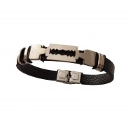 Bratara din piele ecologica, Lama de ras, Inox, A4B86 Bratara din piele ecologica, Lama de ras, Inox, A4B86