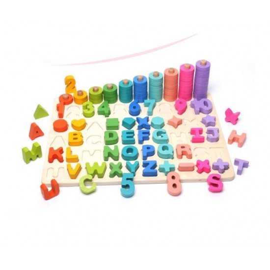 Joc educativ Forme geometrice si cifre, 3 in 1, Stivuirea culorilor, CX0612 Joc educativ Forme geometrice si cifre, 3 in 1, Stivuirea culorilor, CX0612