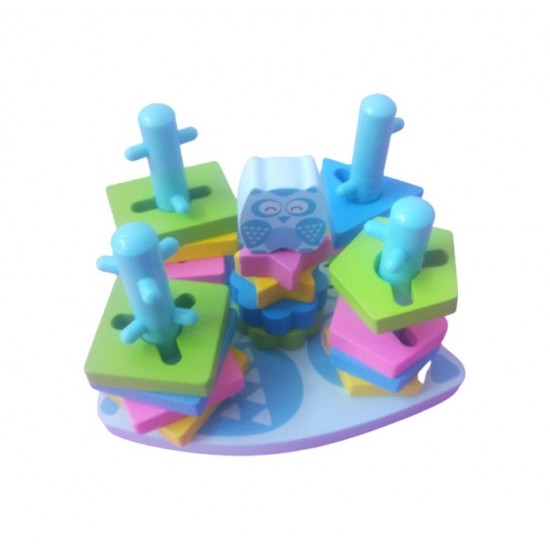 Jucarie cu forme geometrice din lemn, 21 piese, AK45 Jucarie cu forme geometrice din lemn, 21 piese, AK45