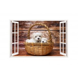 Sticker decorativ, Fereastra 3D, Catel, 85 cm, 247STK